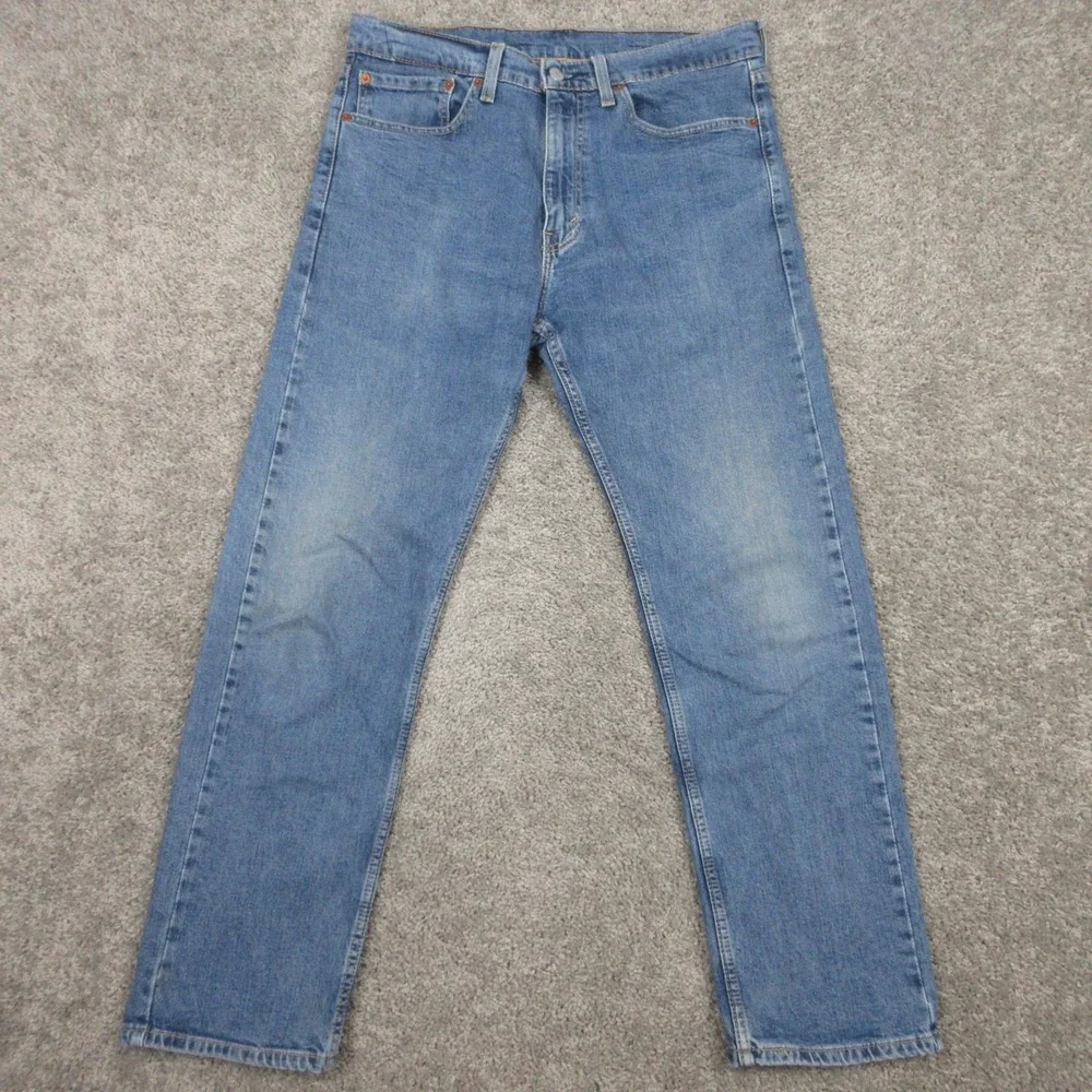 Levis Jeans Mens 34x30 Blue 505 Regular Straight Faded Work Zip Fly Denim Pants